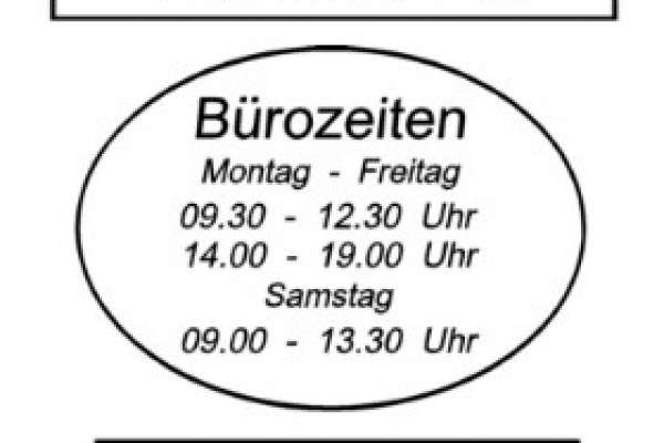 Aufklebermacher | Beispiel Öffnungszeitenaufkleber